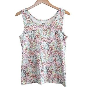 🌈 6/$60 Lands End Floral Sleeveless Tank Top Orange Blue White Size Small